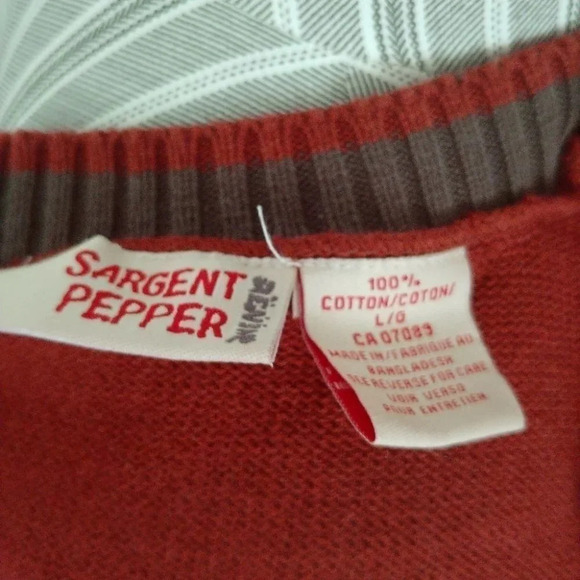 Sargent Pepper Knit Sweater, Crewneck, Brown, L - Picture 6 of 6